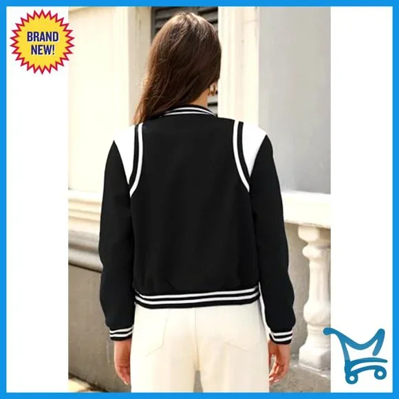 Cropped Bomber Jacket Women's Lightweight Polyester Spandex Button Down Casual